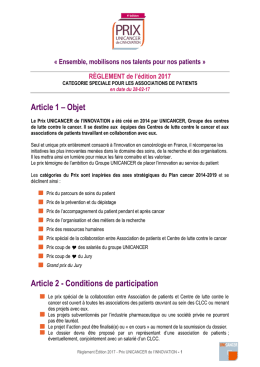 Article 1 – Objet Article 2 - Conditions de participation