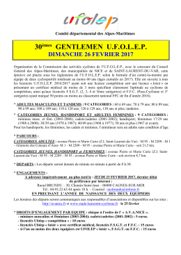 30&egrave;mes GENTLEMEN UFOLEP DIMANCHE 26 FEVRIER 2017