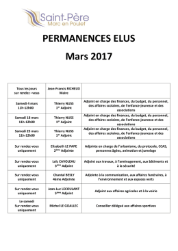 PERMANENCES ELUS Mars 2017