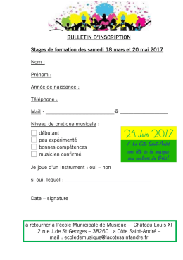 bulletin d`inscription - La Côte Saint