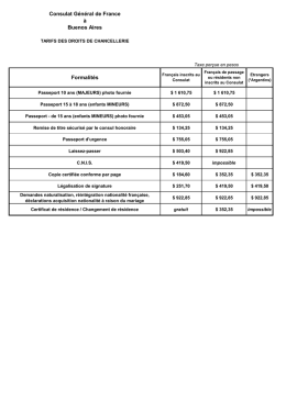 T&eacute;l&eacute;charger les tarifs des droits de chancellerie (PDF