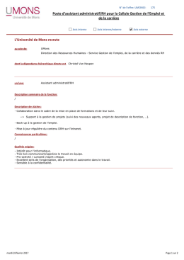 Assistant administratif - RH - Universit&eacute; de Mons