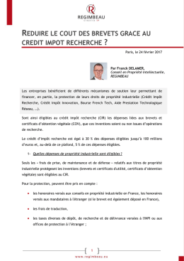 Réduire le coût des brevets grâce au crédit impôt