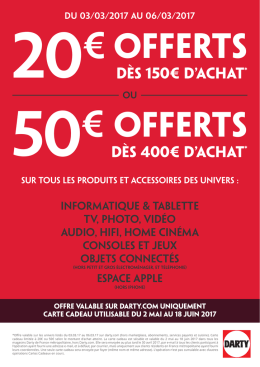 d&egrave;s 150&euro; d`achat* d&egrave;s 400&euro; d`achat