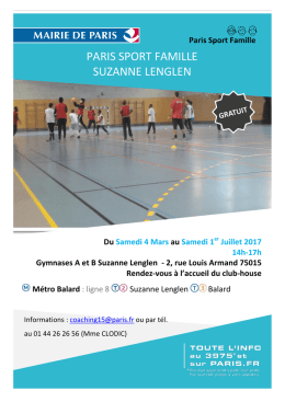 PARIS SPORT FAMILLE SUZANNE LENGLEN