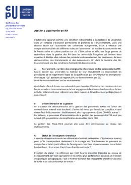 Atelier 3 autonomie en RH - Conférence des présidents d`université