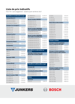 Liste de prix indicatifs