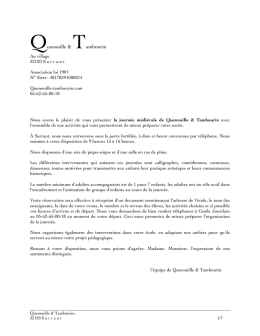 Le projet pédagogique - Quenouille et Tambourin Quenouille et