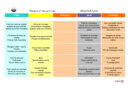 Menu du 27 au 31 mars