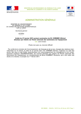 Arrêté du 27 janvier 2017 - Bulletin Officiel
