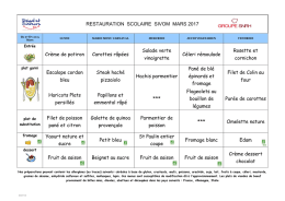 Menus du mois de mars 2017