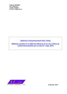 R&eacute;flexion portant sur le d&eacute;bit de r&eacute;f&eacute;rence et sur les crit&egrave;res de