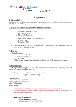 Règlement - Saumurban Trail