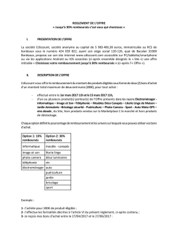 REGLEMENT DE L`OFFRE « Jusqu`à 30% remboursés c`est vous