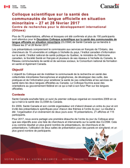 fiche sommaire de l`événement - Portail de la recherche sur la