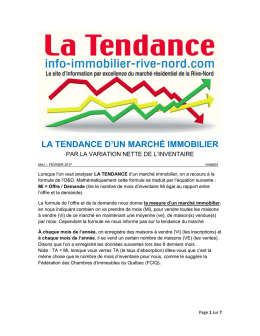 la tendance d`un marché immobilier - Info Immobilier Rive-Nord