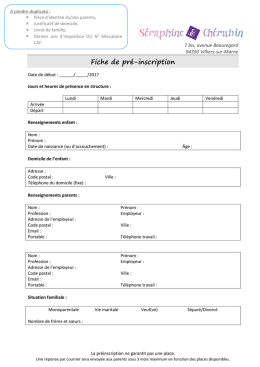 Fiche de pré-inscription