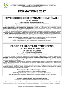 Annonce formations 2017 - société française de phytosociologie