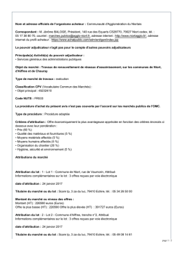 Avis d`émission - Communauté d`Agglomération du Niortais