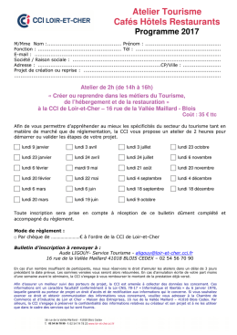 Bulletin d`inscription 2017 - CCI du Loir-et-Cher