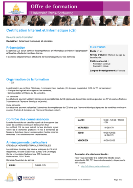 Certification Internet et Informatique (c2i) - Université Paris