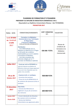 Planning de formation et examens