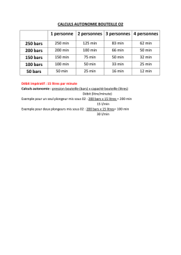 Calculs d`autonomie d`une bouteille d`O2