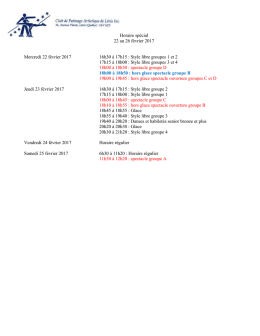 horaire spécial 22 au 26 février 2017 modifié