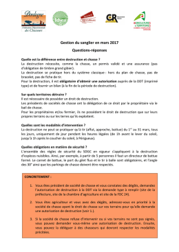 Quelle est la diff&eacute;rence entre destruction et chasse