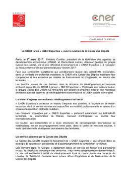 communiqué de presse - Groupe Caisse des Dépôts