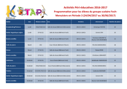 Activités Péri-éducatives 2016-2017