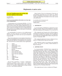Avis de l`établissement de la liste des