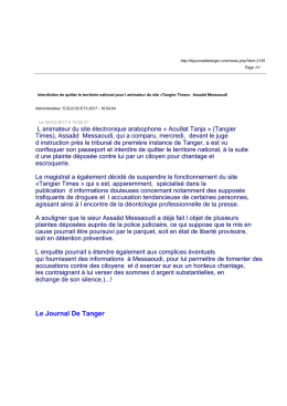 Interdiction de quitter le territoire national pour l ˇanimateur du site