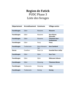 Region de Fatick PUDC Phase 3 Liste des forages