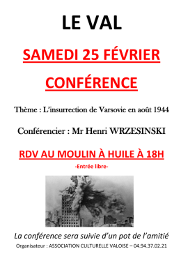 Conférence : L`insurrection de Varsovie