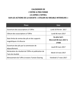 Calendrier prévisionnel