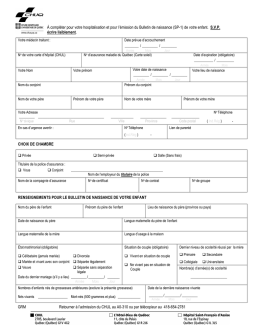 Formulaire de préadmission pour un