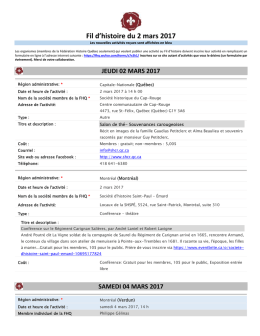 Fil d`histoire du 2 mars 2017