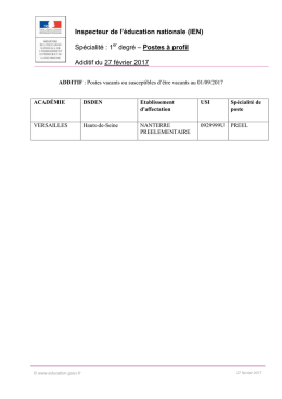 Postes à profil Additif du 27 février 2017