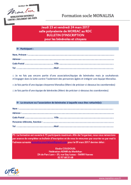 Télécharger le bulletin d`inscription à retourner avant le 9