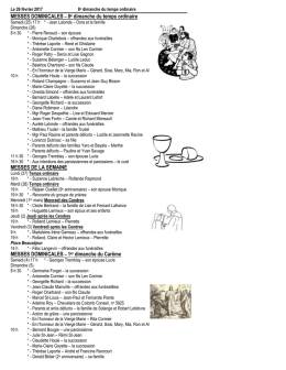 MESSES DOMINICALES – 8e dimanche du temps ordinaire