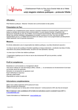 un(e) stagiaire relations publiques – protocole Villette