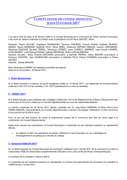 Compte rendu du dernier Conseil Municipal