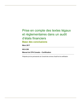 Base des conclusions - Normes d`information financière et de