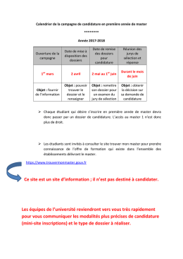 le calendrier de la campagne de candidature en master pour l