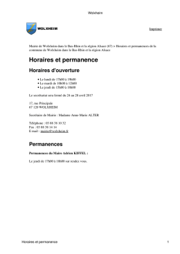 Horaires et permanence