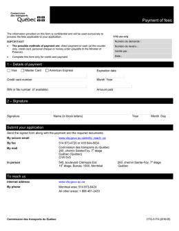 Payment of fees - Commission des transports du Qu&eacute;bec