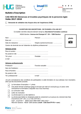 Bulletin d`inscription CAS HES-SO D&eacute;mences et - HES
