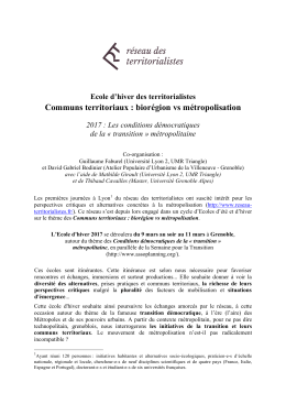 Communs territoriaux : biorégion vs métropolisation