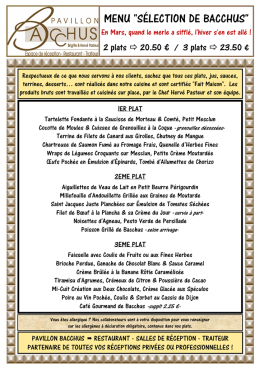 menu selection de bacchus